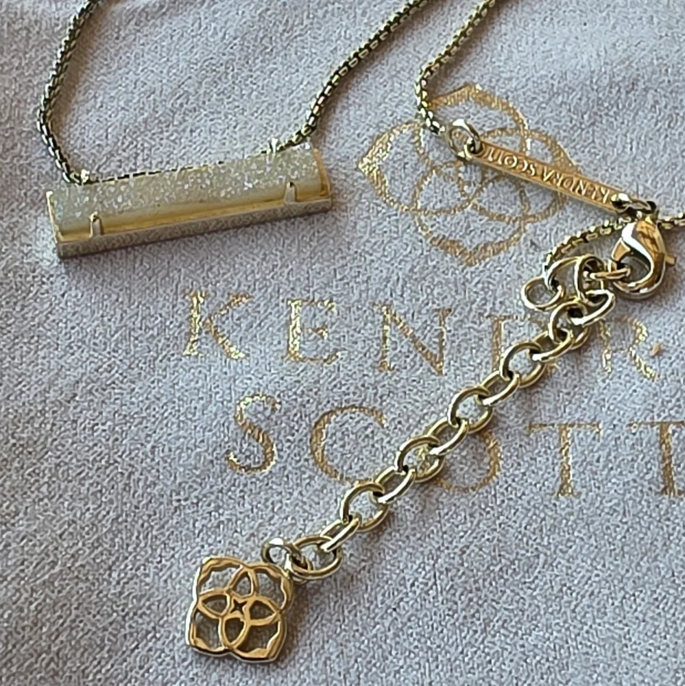 Kendra‎ Scott Leanore Gold Drusy Slider Bar Necklace